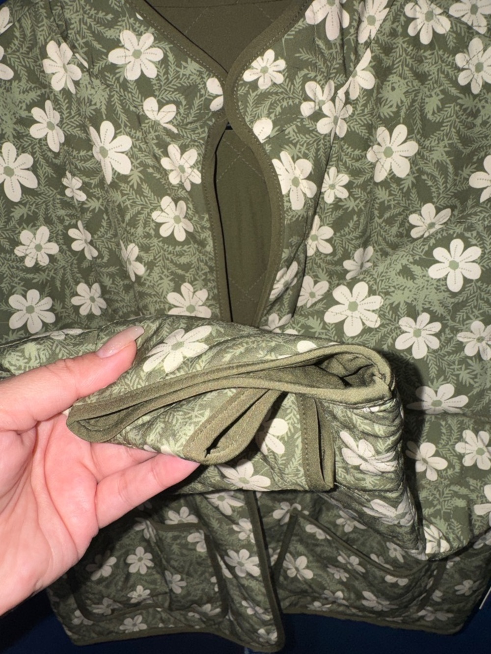 SABRINA LAUREN- NWT Reversible Green Floral Open Front Jacket Size Petite Med - Picture 14 of 14